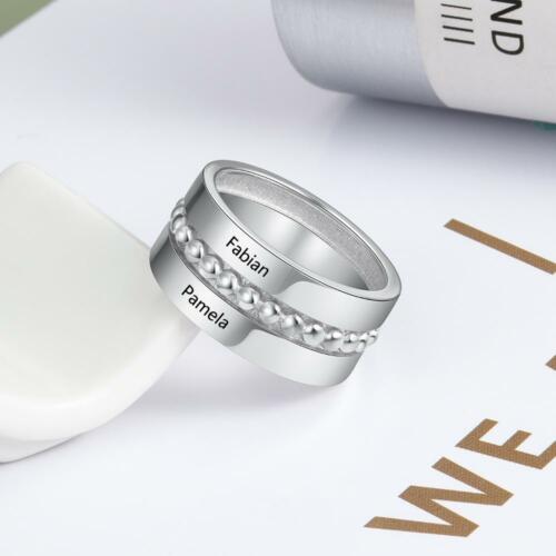 Personalized Double Promise Ring - Accentuated Band Design