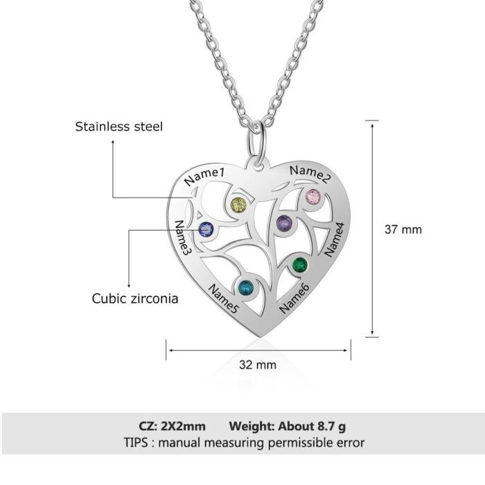 Personalized Stainless Steel Necklace with Birthstone & Name Engrave Pendant, Friendship Gift Jewelry