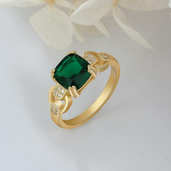 Gold Color Cubic Zirconia Stone Vintage Ring - Customize Birthstone