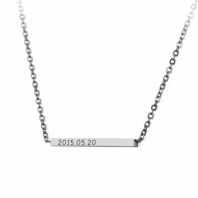 Customized Stainless Steel Engraved Nameplate Necklace, 3 Color Options, Personalized Trendy Jewelry