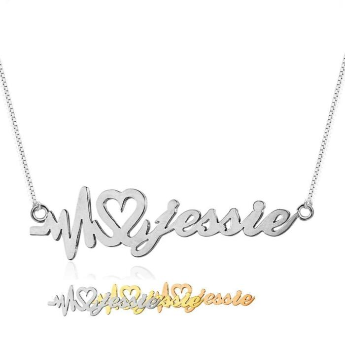 Personalized Nameplate Pendant Necklace - Heart Custom Name Pendant - Three Custom Color Options - Customized Gift for Girl Friends.