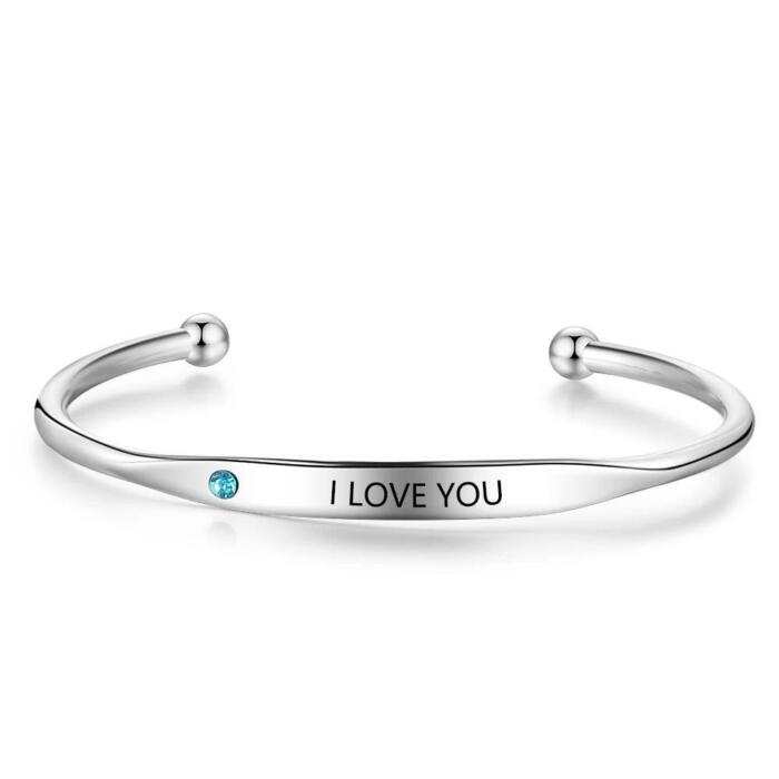 Personalized ID bracelets with Name Engrave & Custom Birthstone, Jewelry Bangles for Women
