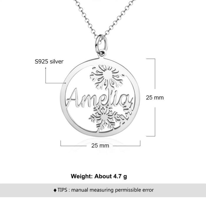 Personalized Women’s 925 Sterling Silver Name Necklace with Customized Snowflake Nameplate Pendant, Letter Jewelry Christmas Gift for Mom