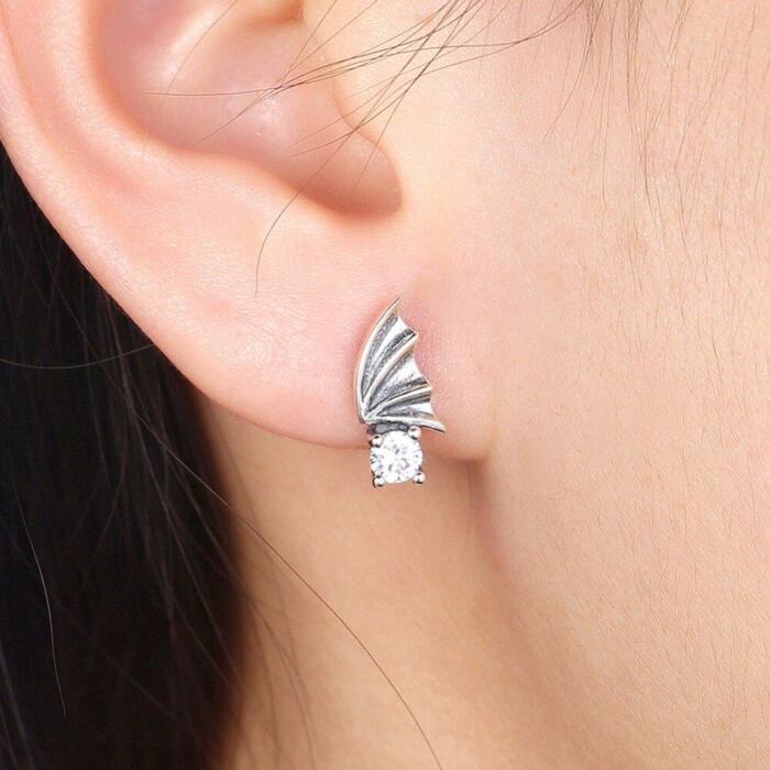 925 Sterling Silver Vintage Wing Design Earrings For Women - Cubic Zirconia Jewelry Earrings For Women - Fashion Wedding Jewelry - Wedding Jewelry Gift For Women