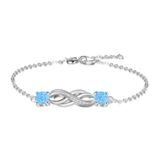 Infinity Love Blue Opal Stone Bracelets & Bangles 925 Sterling Silver Bracelets For Women Party Jewelry