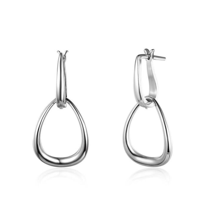 Irregular Shaped Earrings for Women- Hollow Design Hoop Earrings for Women- Rhodium Plated Accessories for Women- Party Jewelry for Women