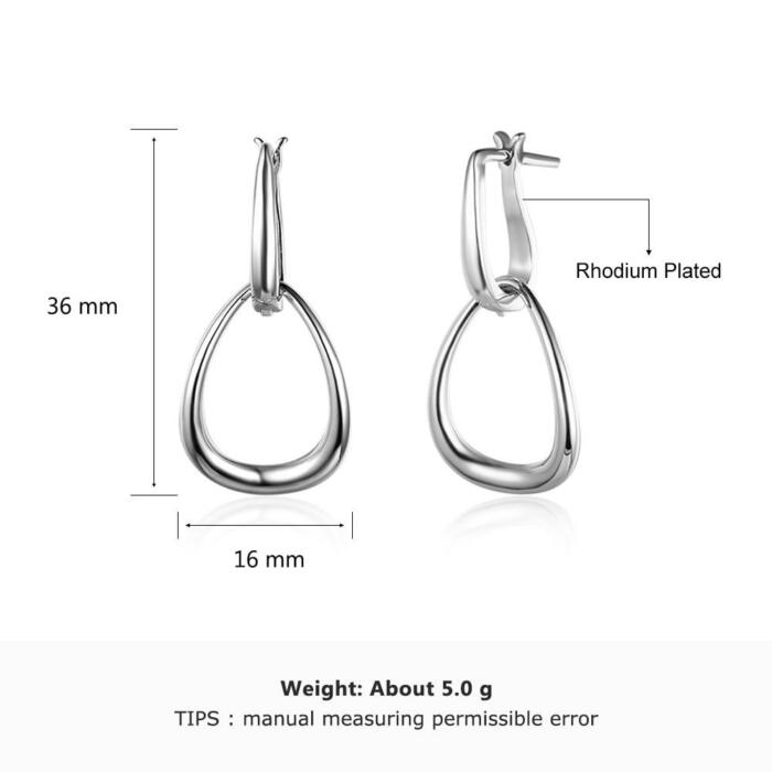 Irregular Shaped Earrings - Hollow Design Hoop Earrings - Rhodium Plated