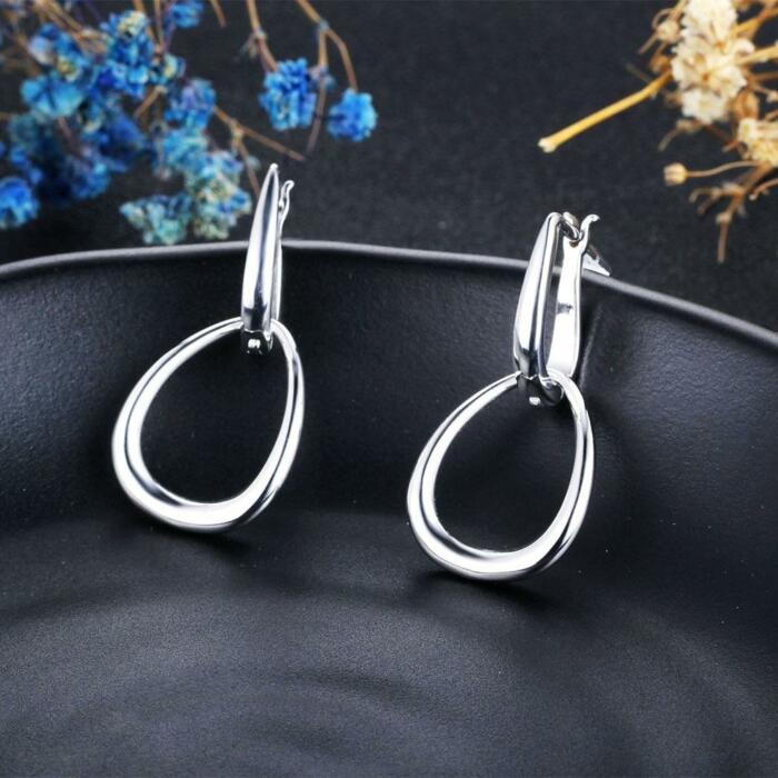 Irregular Shaped Earrings for Women- Hollow Design Hoop Earrings for Women- Rhodium Plated Accessories for Women- Party Jewelry for Women