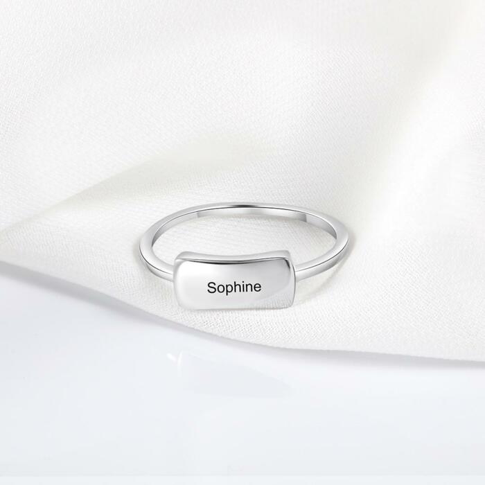 Personalized Sterling Silver Bar Ring - Custom Name Engraving