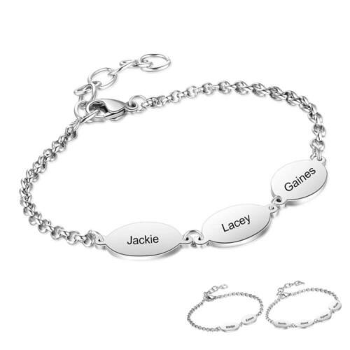 Personalized Stainless Steel Chain Bracelets for Couples with Engraved Custom 2 to 4 Names, Best Friend Bracelet