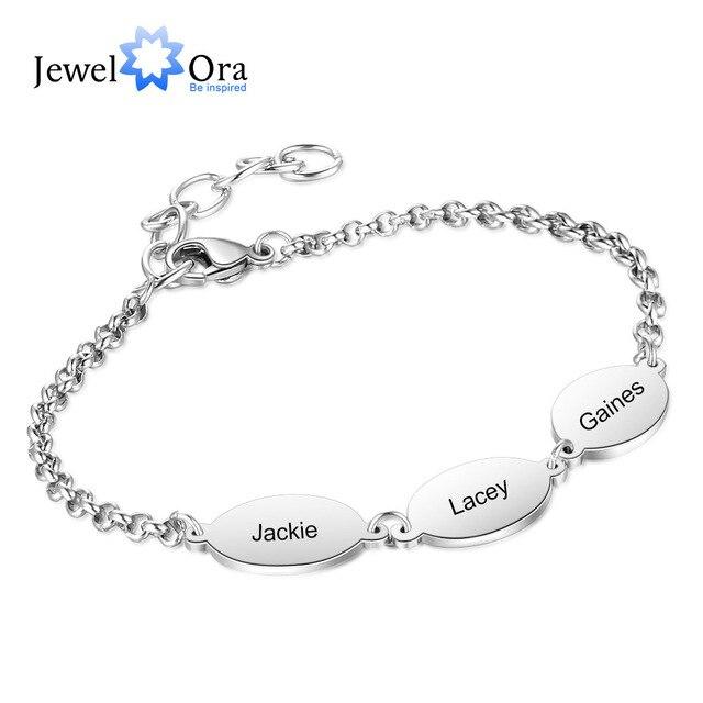 Personalized Chain Bracelets for Couples with Engraved Custom 2 to 4 Names