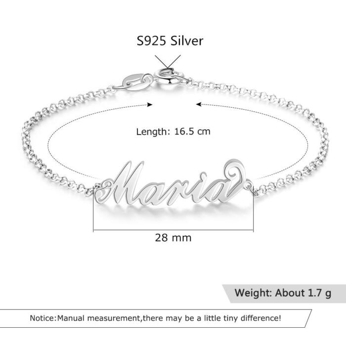 Personalized 925 Sterling Silver Custom Name Bracelet with Customized Charms Chain for Women, Gift for Sister