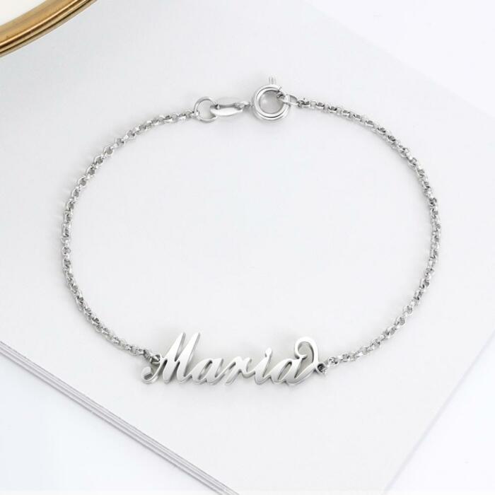Personalized Sterling Silver Custom Name Bracelet with Customized Charms Chain