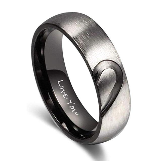 Personalized Couple’s Heart Rings - Custom Inner Engraving and Zirconia Stone Promise Ring for Women & Men