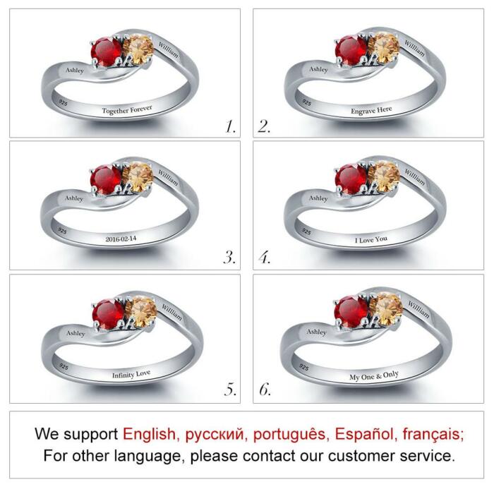 Personalized Love Promise Rings - Engraved Two Layer Names & Birthstone, Elegant Jewelry for Women - Classic On-Trend Jewelry Collection For Women Of All Ages