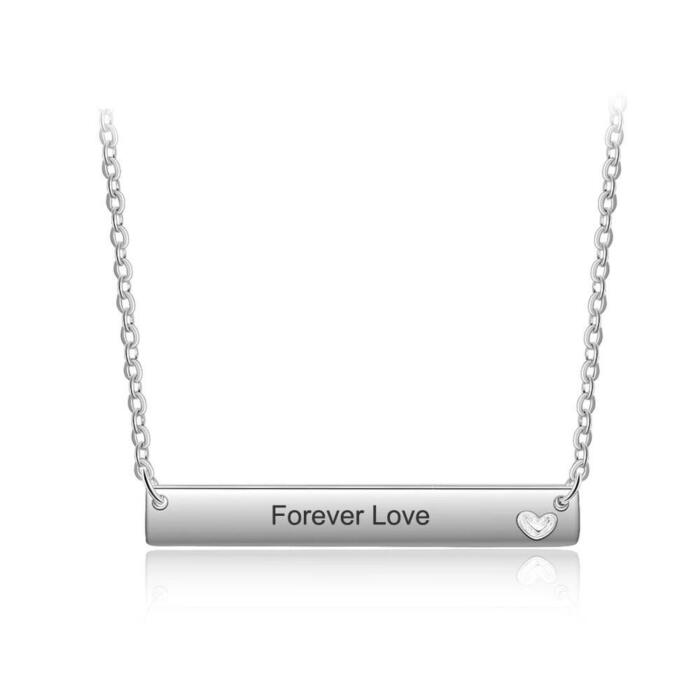 Personalized Women's Name Necklace with Strip Shape Pendant & Heart