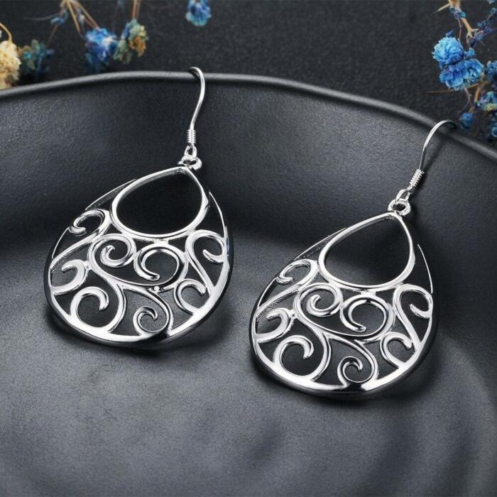 Water Drop Hook Earrings - 925 Sterling Silver Earring - Water Shape Design For Women - Geometric Drop Hoop Earring - Fashion Trendy Collection Earring - Party Jewelry For Girls Of All Ages