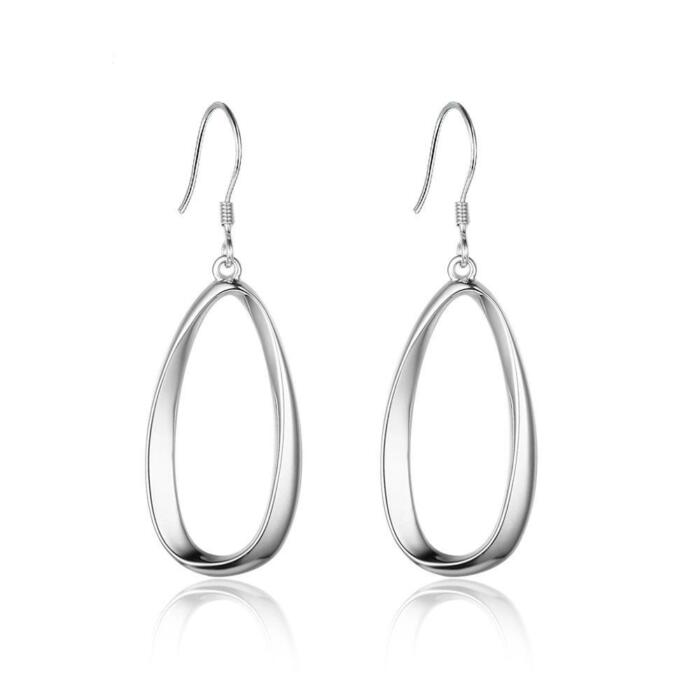 Irregular Elliptical Hollow Earring for Women- Exaggerated Drop Earrings for Women- Sterling Silver Earrings for Women- Accessories for Women