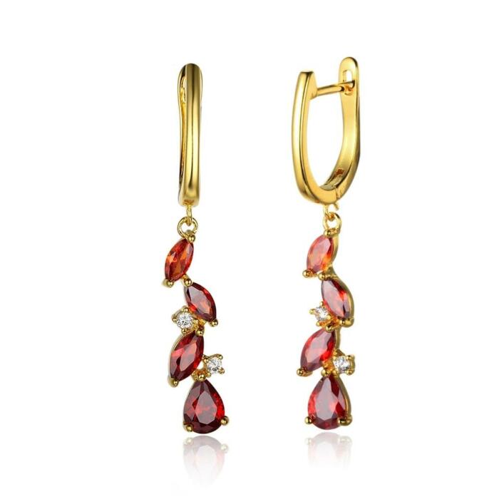 Cubic Zirconia Stud Earrings for Women- Fashion Earrings for Women- Stylish Earrings for Women- Red Cubic Zirconia Earrings for Women