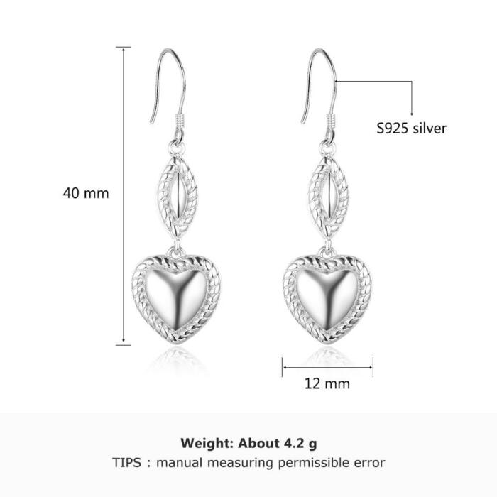 Heart Design Earrings - Sterling Silver Jewelry