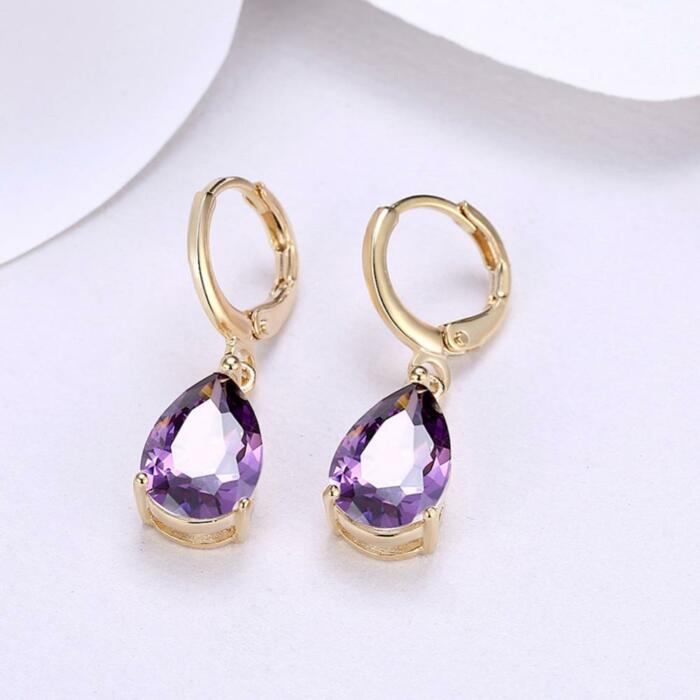 Water Drop Earrings for Women- Colorful Zirconia Stone Stud Earrings- Drop Earrings for Women- Accessories for Women- Dangle Drop Accessories for Girls