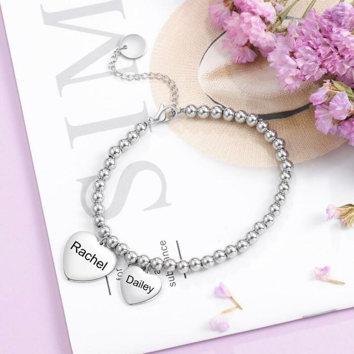 Personalized Charm Bracelet for Women- Stainless Steel Beads Bracelet for Women- Stylish Women’s Accessory for Everyday Wear- Customized Charms Bracelet for Girls- Fashionable Customized Jewelry