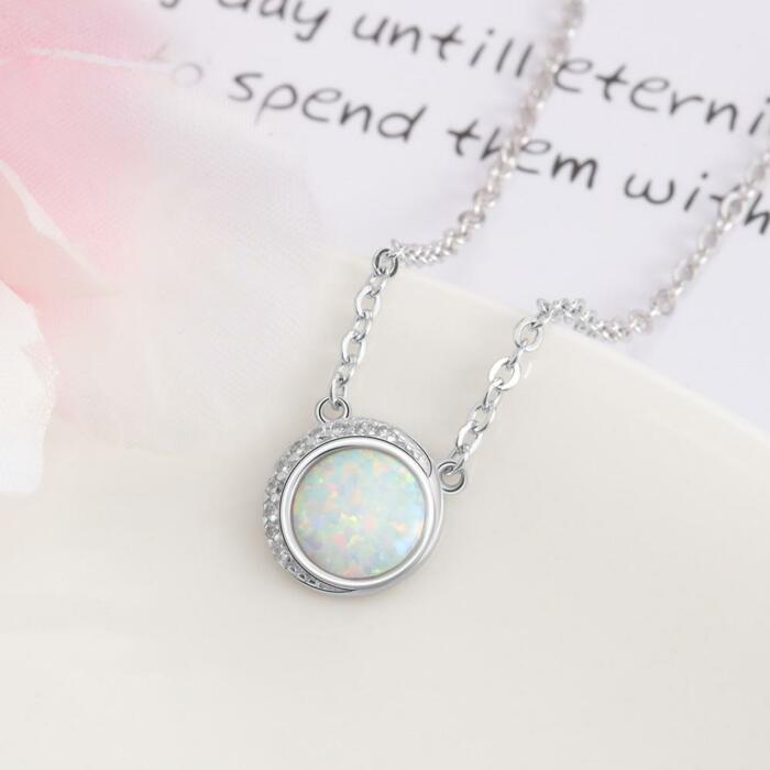 Statement Silver Jewellery, White Opal and Stone Studded Silver Necklace, Wedding Jewellery for Women, 925 Sterling Silver Jewellery for Women