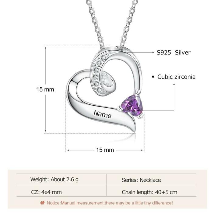 Sterling Silver Jewelry for Women - Heart Pendant Necklace for Women - Birthstone Engraved Accessories for Girls - Customized Jewelry for Girls