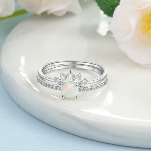Women Solid Engagement Ring - Classy Opal Stoned Sterling Silver Ring Ornaments