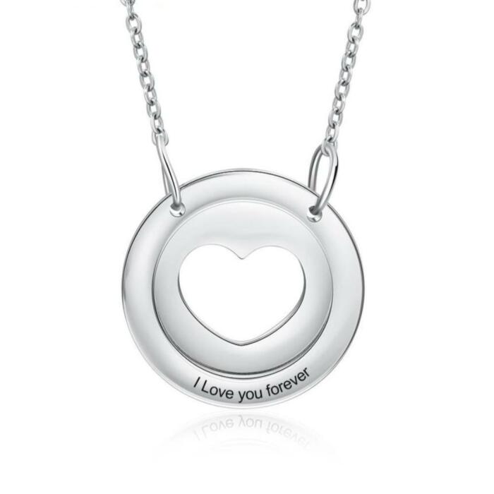1 Name Customizable Circle Necklace with Heart