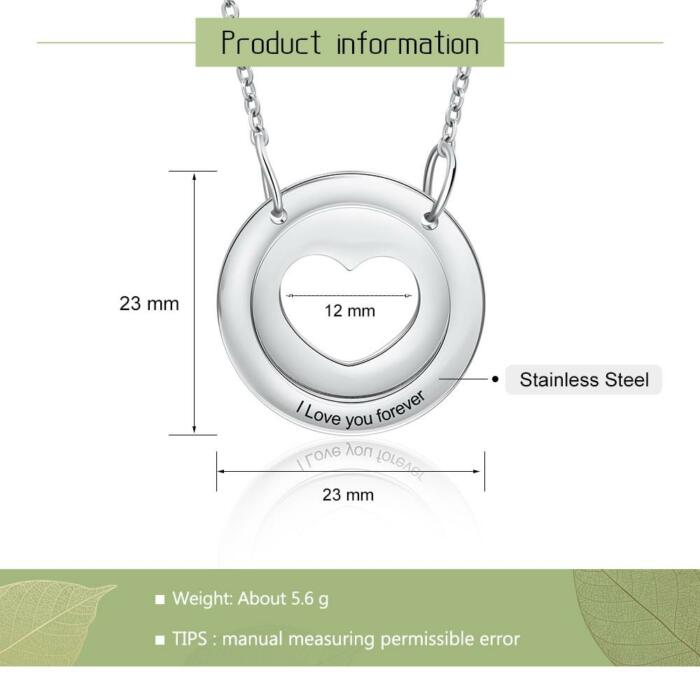 Plated Steel Jewellery, Stainless Steel Jewellery for Women, 1-Name Customizable Jewellery, Beautiful Circle Necklace with Heart
