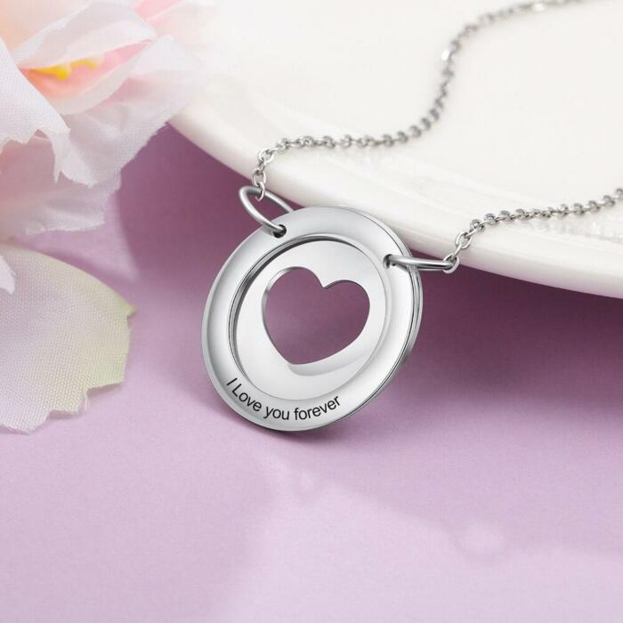 Plated Steel Jewellery, Stainless Steel Jewellery for Women, 1-Name Customizable Jewellery, Beautiful Circle Necklace with Heart