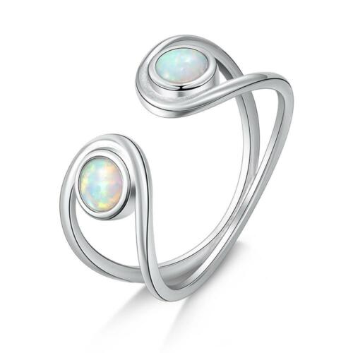 925 Sterling Silver Ring - Adjustable Cuff Engagement Rings - Fashion Jewelry Gift for Women - White Opal Wedding Ring - Perfect Choice For Women Of All Ages