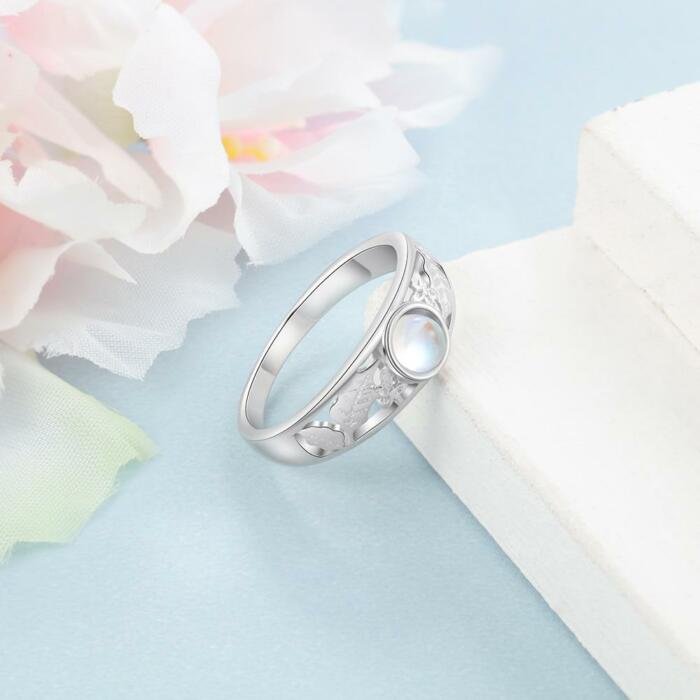 Sterling Silver Promise Ring - Flower Leaf Wedding Ring