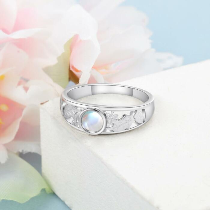 Sterling Silver Promise Ring - Flower Leaf Wedding Ring
