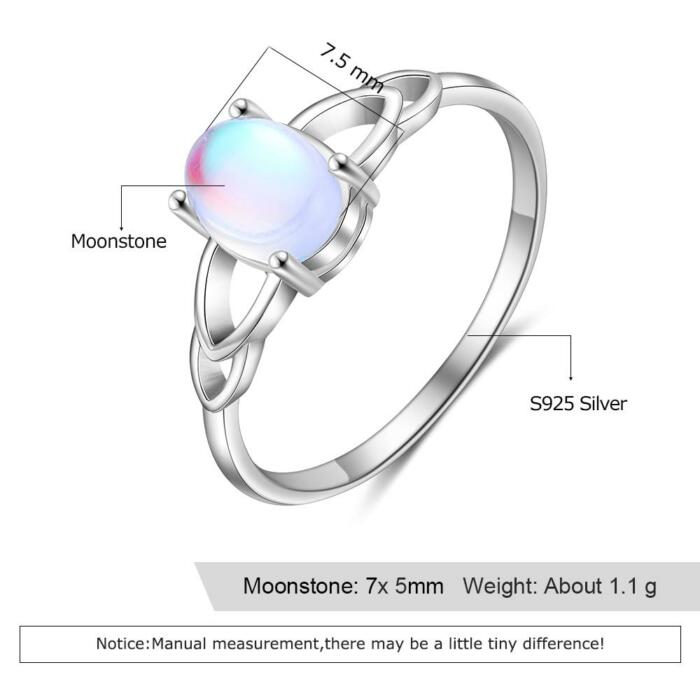 925 Sterling Silver Ring - Classy Oval Moonstone Ring - Trendy Design for Women - Fashion Jewelry Gift for Women - Suitable To Women Of All Ages