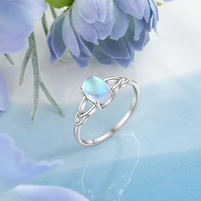 Sterling Silver Ring - Classy Oval Moonstone Ring - Trendy Design