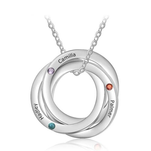 Personalized Jewelry for Women - Birthstone Intertwined Circle Pendant for Ladies - Accessories for Women - Customized Jewelry for Girls - Name Engraved Jewelry