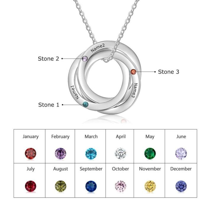 Personalized Jewelry for Women - Birthstone Intertwined Circle Pendant for Ladies - Accessories for Women - Customized Jewelry for Girls - Name Engraved Jewelry