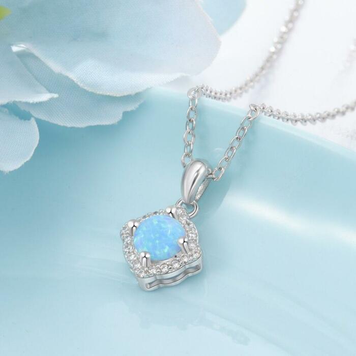 Statement Silver Jewellery, Blue Opal and Stone Studded Silver Necklace, Wedding Jewellery for Women, 925 Sterling Silver Jewellery for Women