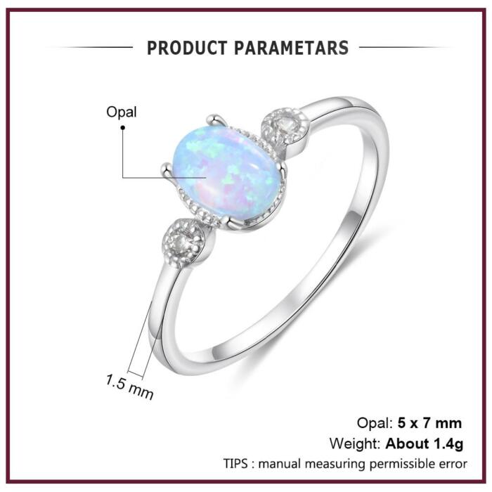 Classic Oval Blue Opal Ring - Sterling Silver Ring - Unisex Ring