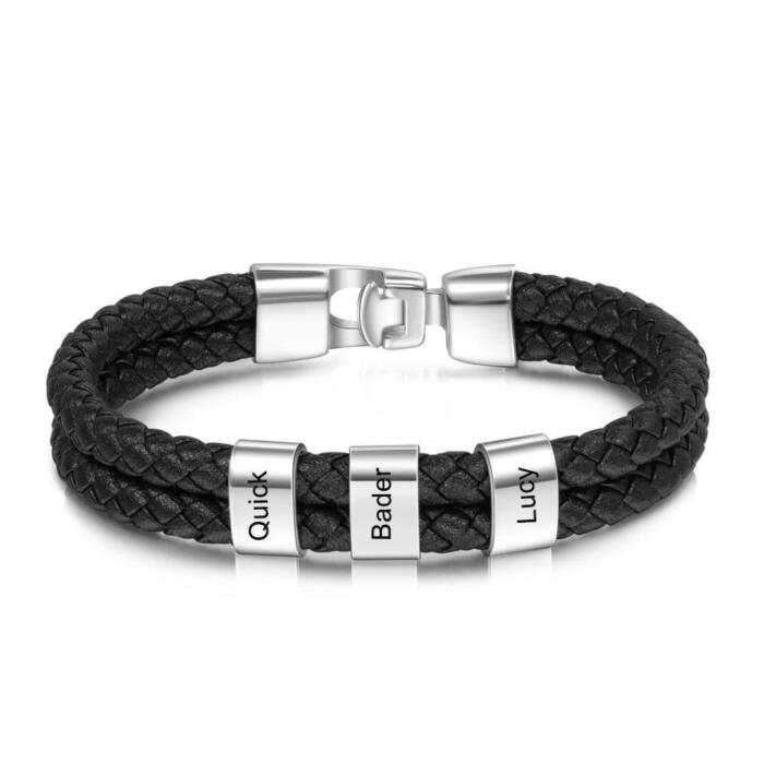 Personalized Name Engraving Jewelry for Men - Beads Accessories - Braided Bracelet