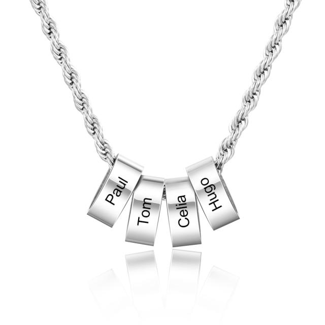 Personalized Twisted Chain for Men - 2 to 5 Custom Name Engraving Beads Chain