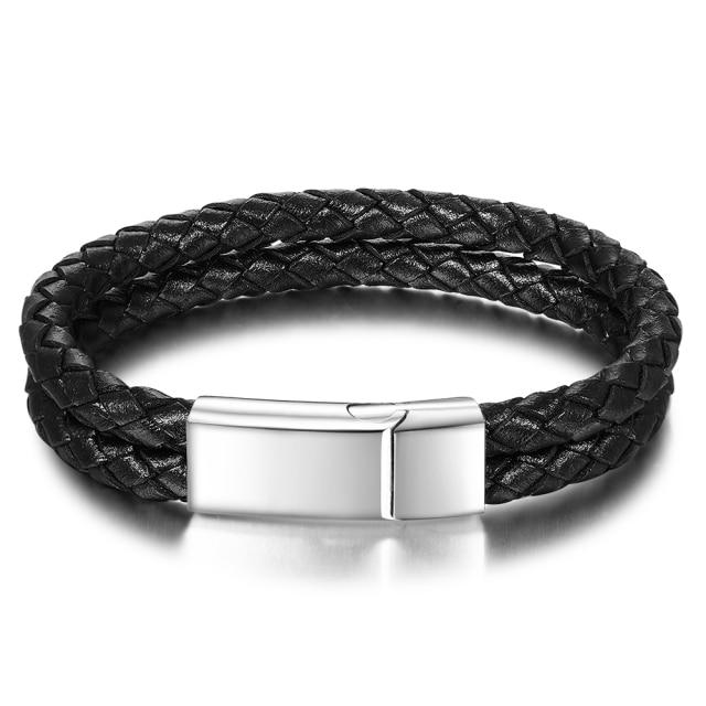 Custom Doubled Braided Rope Bracelet - Charm Bracelet with Name Engraving for Men