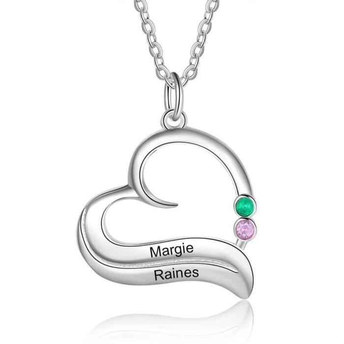 Unique Jewellery for Woman, Birthstone Engraved Jewellery, 2-Name Engraved Pendant for Women