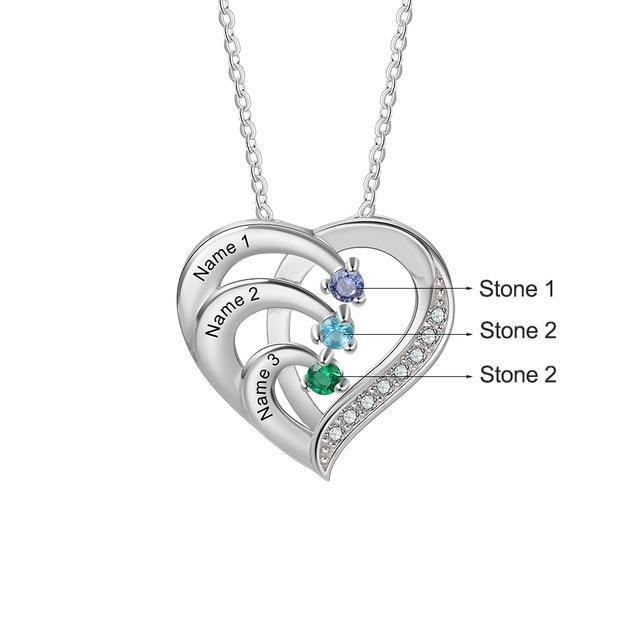 Sterling Silver Jewellery for Women, Personalized Jewellery for Ladies, Family Name Heart Necklace for Girls, Customized Pendant Jewellery for Women