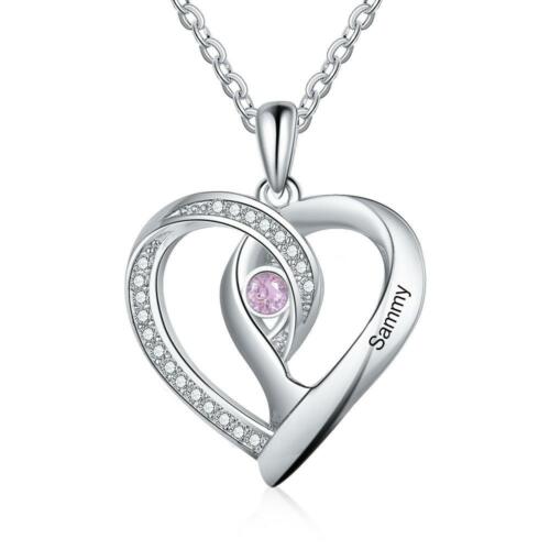 Women Sterling Silver Cubic Zirconia 4 Birthstones & Custom Names - Into Love Sterling Silver Necklace