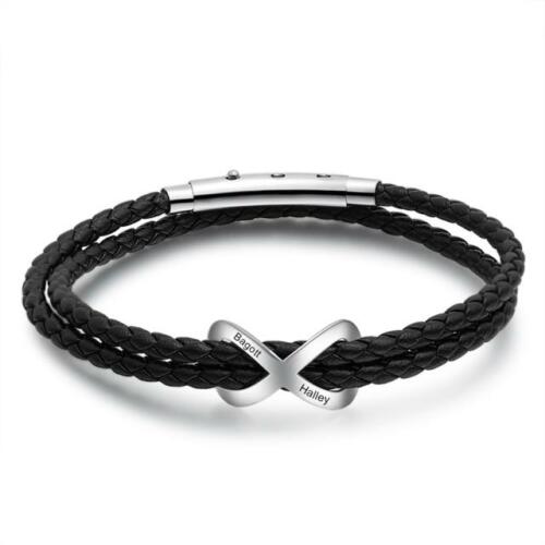 Personalized Couple Engrave 2 Name Infinity Bracelet - Infinity Charm Cuff Bracelet