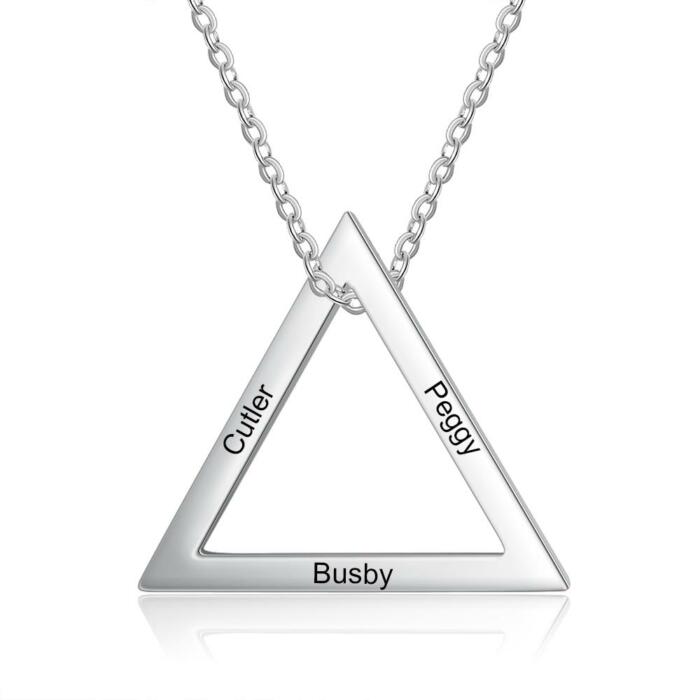 Triangle Jewellery of Power, 3- name Engraved Jewellery, Stainless-Steel Jewellery for Women, Trendy Necklace for Women