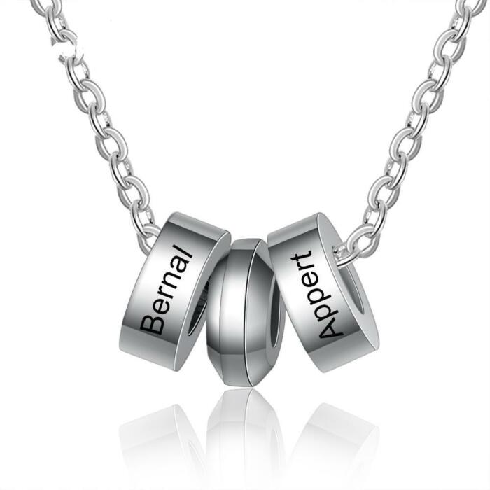 Personalized Name Engraved Beads Pendant Necklace for Men